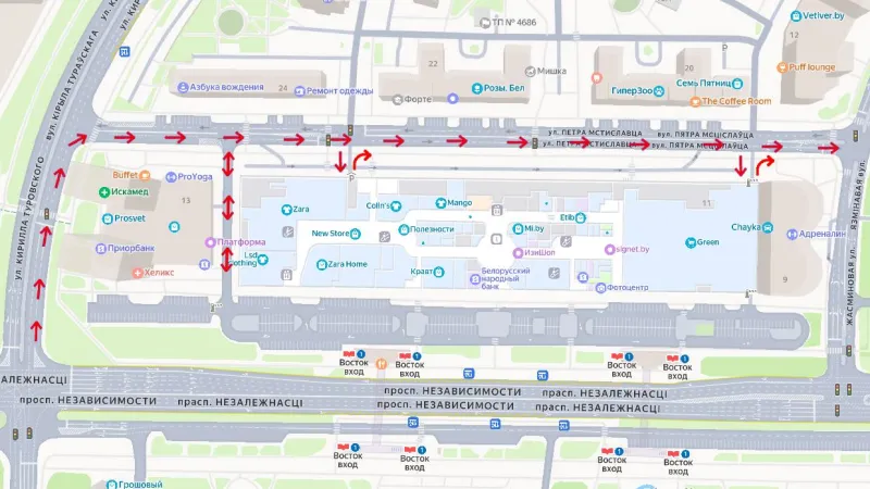 Внесены изменения в схему движения транспорта на участке улицы П. Мстиславца. Фото 4